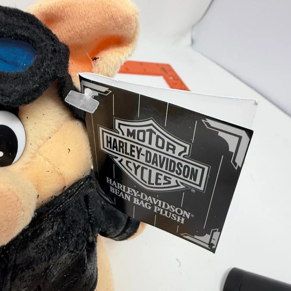 Vintage 1998 Harley-Davidson Biker Pig Bean Bag Plush Goggles Leather Jacket NWT